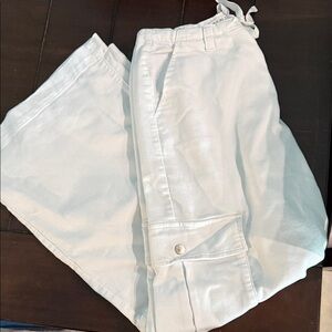 White Wide Leg Cargo Shorts